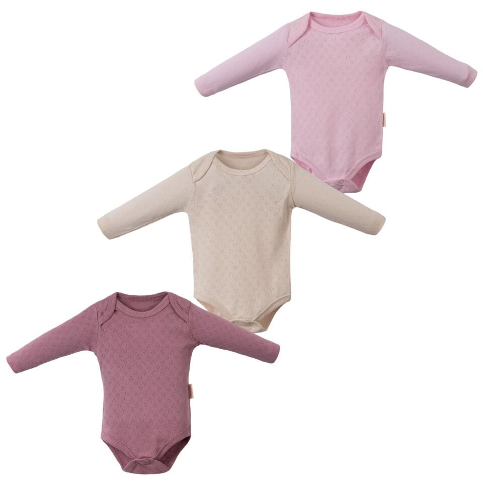 Kız Bebek 3 ADET çıtçıtlı Body, Kız Bebek badi Uzun kollu, Yeni doğan body 3-6 AY