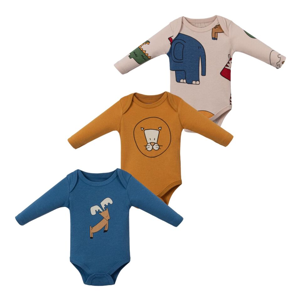 3 ADET Erkek bebek Body, bebek Çıtçıtlı badi, Yenidoğan bebek body uzun kollu 3-6 AY