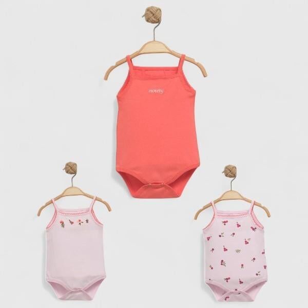 3 ADET Kız bebek Body, Kız bebek Çıtçıtlı badi, Yenidoğan bebek body Askılı 3-6 AY