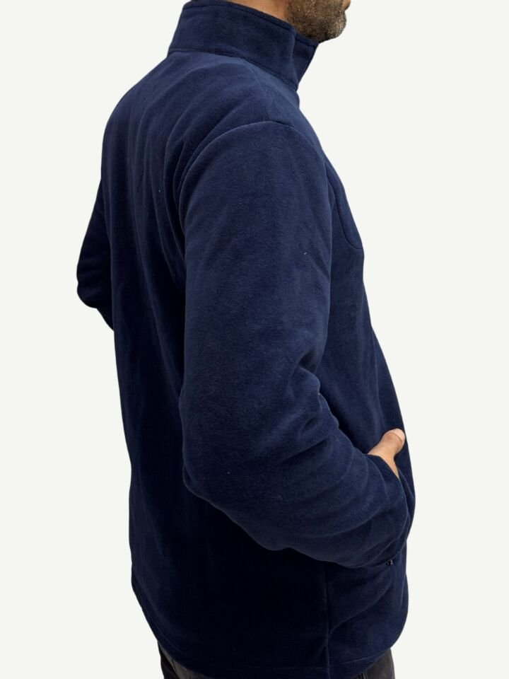 Unisex Anti-pilling Tüylenme Yapmayan Polar hırka, Fermuarlı 3 cepli Dik Yaka Soğuk Geçirmez Polar S - LACİVERT
