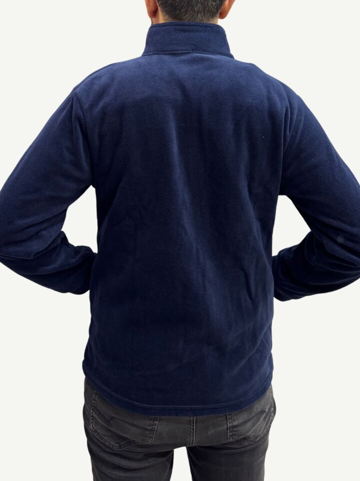 Unisex Anti-pilling Tüylenme Yapmayan Polar hırka, Fermuarlı 3 cepli Dik Yaka Soğuk Geçirmez Polar M - LACİVERT
