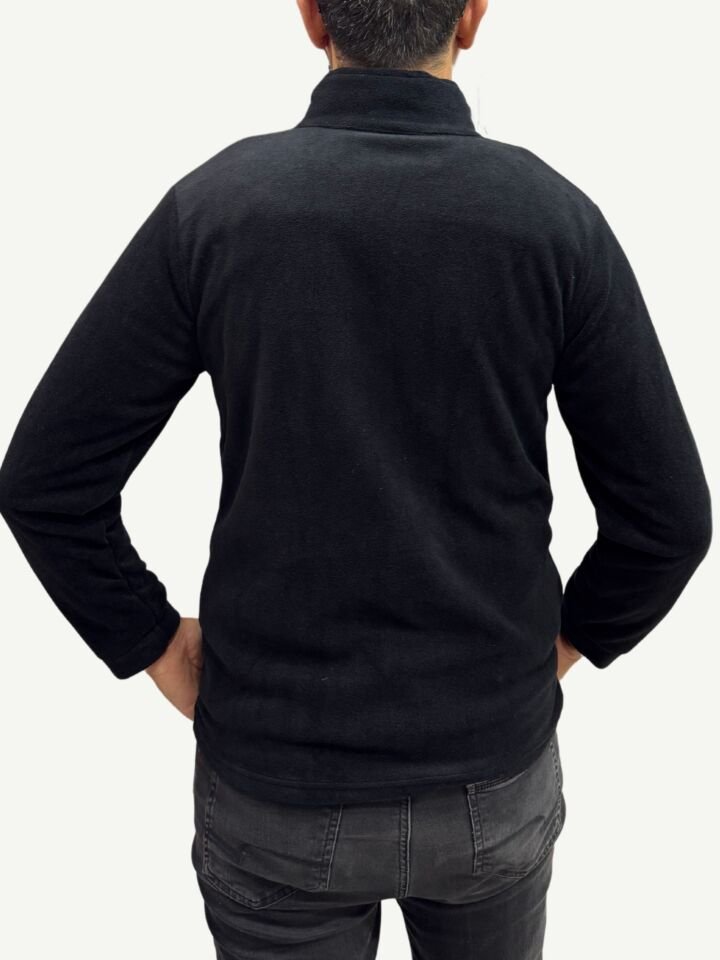 Unisex Anti-pilling Tüylenme Yapmayan Polar hırka, Fermuarlı 3 cepli Dik Yaka Soğuk Geçirmez Polar L - Siyah
