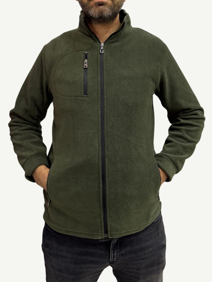 Unisex Anti-pilling Tüylenme Yapmayan Polar hırka, Fermuarlı 3 cepli Dik Yaka Soğuk Geçirmez Polar M - Renk 1