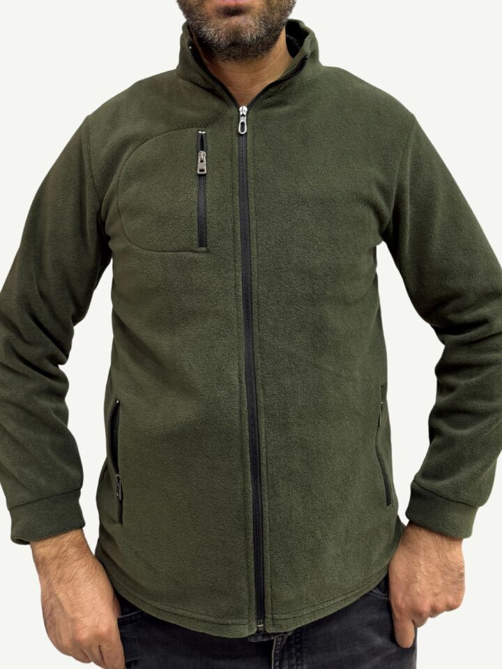 Unisex Anti-pilling Tüylenme Yapmayan Polar hırka, Fermuarlı 3 cepli Dik Yaka Soğuk Geçirmez Polar XL - Renk 1