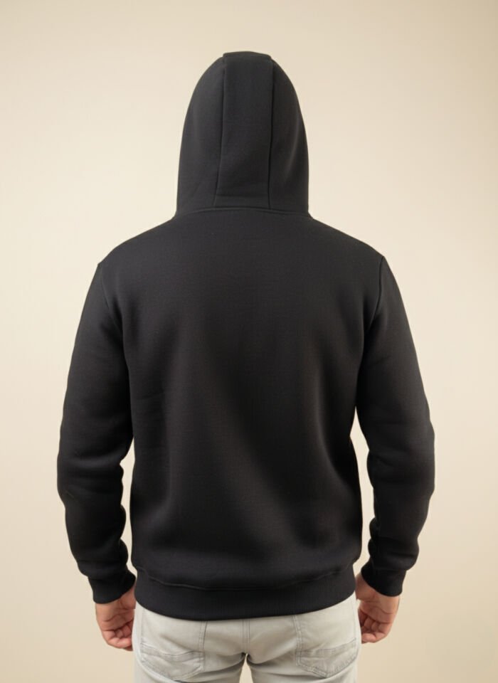 Erkek Oversize Kapüşonlu Pamuklu Sweatshirt, 3 iplik içi polarlı şardonlu kalın kışlık sweat S - Siyah