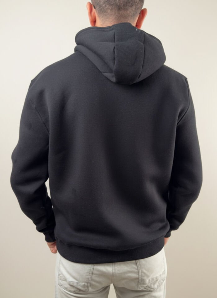 Erkek Oversize Kapüşonlu Pamuklu Sweatshirt, 3 iplik içi polarlı şardonlu kalın kışlık sweat S - Siyah