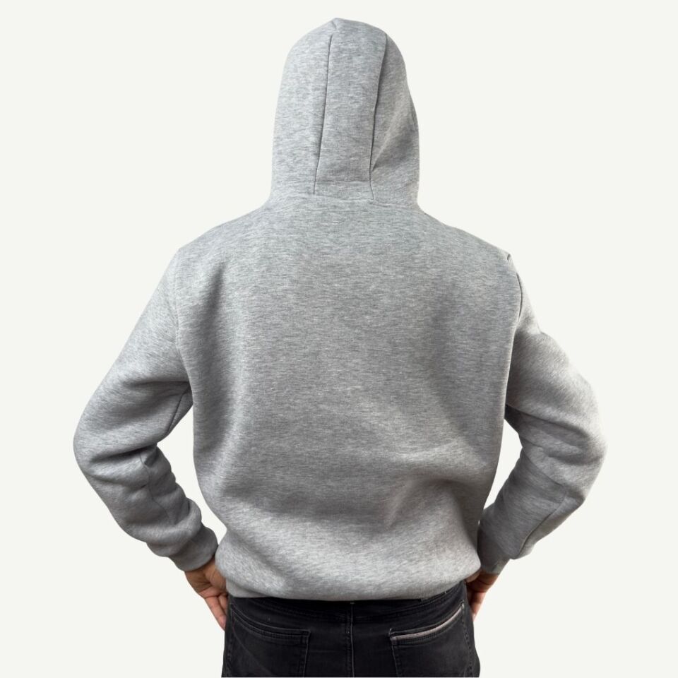 Erkek Oversize Kapüşonlu Pamuklu Sweatshirt, 3 iplik içi polarlı şardonlu kalın kışlık sweat XL