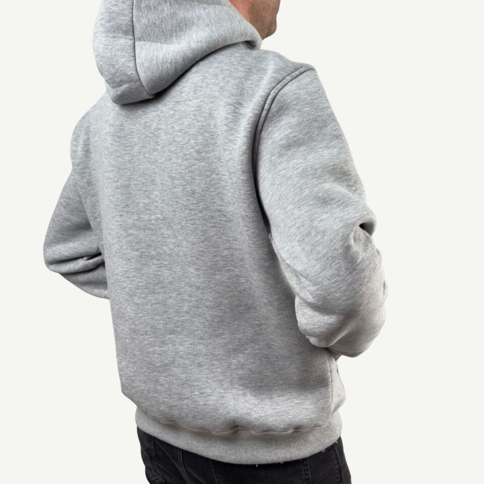 Erkek Oversize Kapüşonlu Pamuklu Sweatshirt, 3 iplik içi polarlı şardonlu kalın kışlık sweat XL